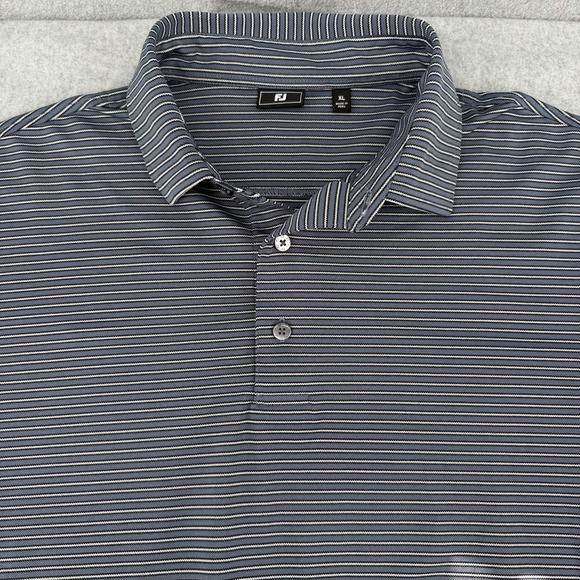 FootJoy Other - FJ Foot Joy Mens XL Golf Polo Shirt Performance Black/Grey Stripe S/S Logo